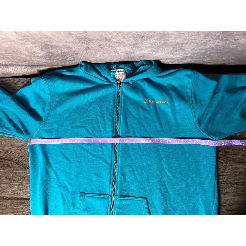 Champion Authentic Athleticwear Teal Full-Zip Hooded Sweatshirt Size XL - Picture 6 of 9